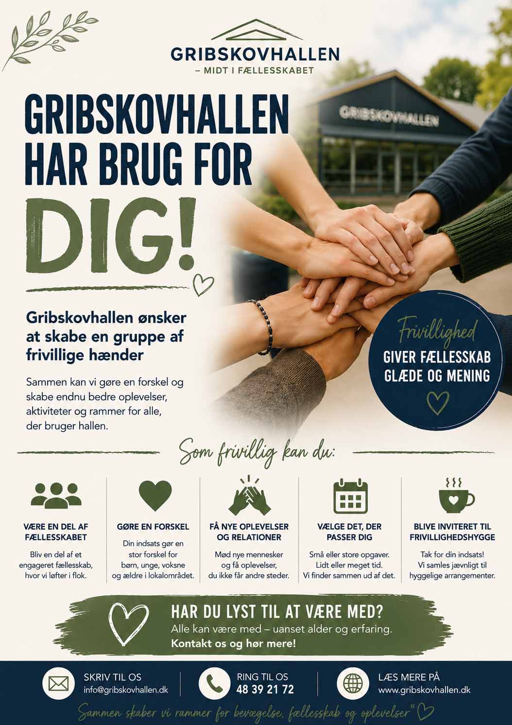 Gribskovhallen har brug for frivillige hænder
